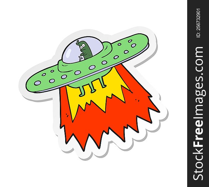 Sticker Of A Cartoon Ufo