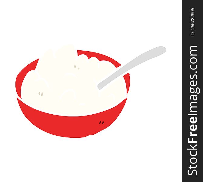 flat color style cartoon bowl of porridge