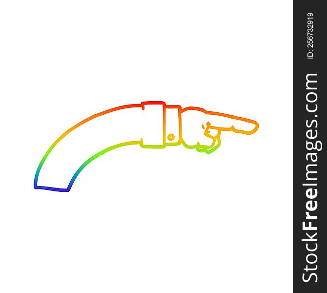 rainbow gradient line drawing of a cartoon business arm pointing