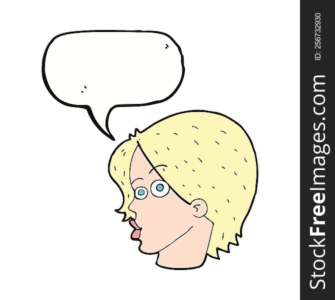 Cartoon Female Face With Speech Bubble