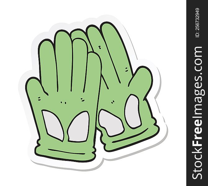 Sticker Of A Cartoon Garden Work Gloves