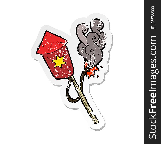 retro distressed sticker of a cartoon firework with burning fuse