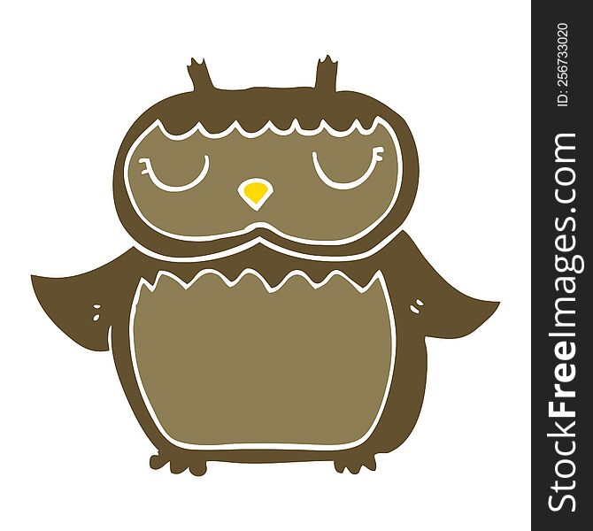 Flat Color Style Cartoon Owl