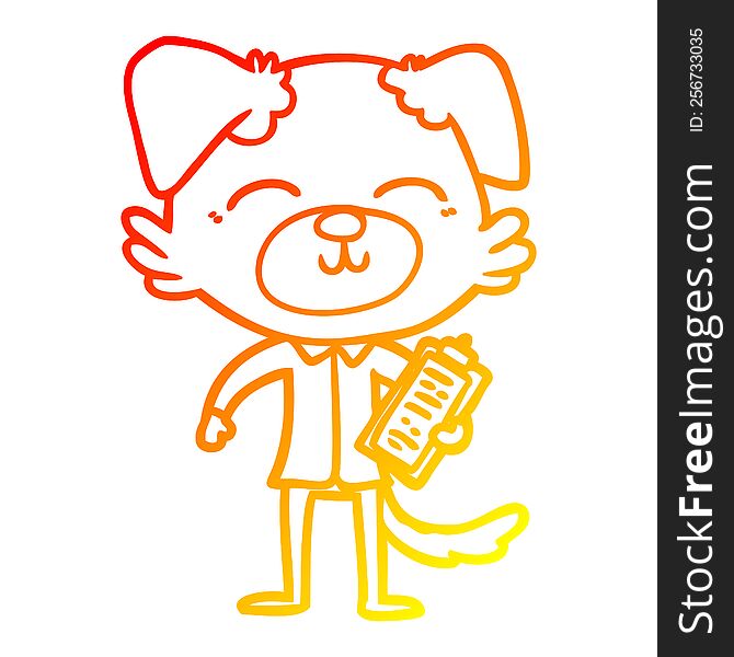 Warm Gradient Line Drawing Cartoon Dog Manager