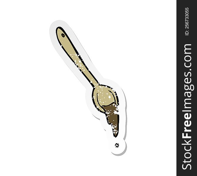 Retro Distressed Sticker Of A Cartoon Spoon