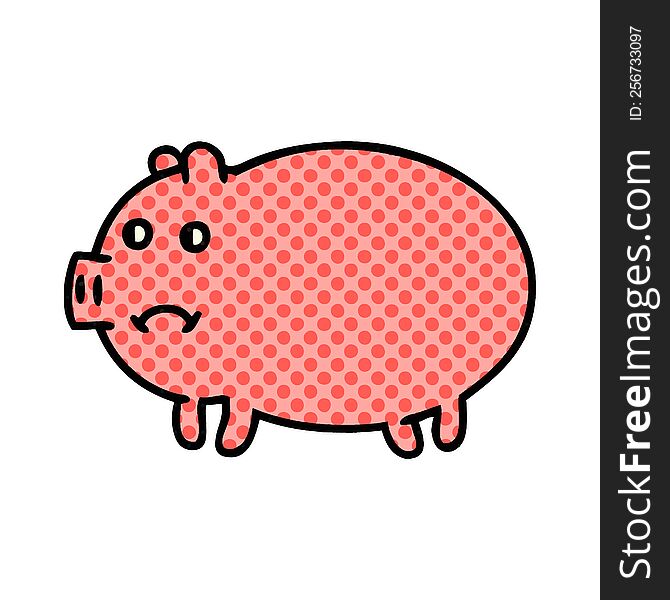 Comic Book Style Cartoon Pig