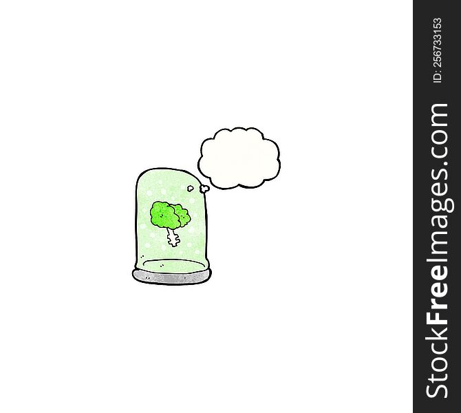 Cartoon Brain In Jar With Thought Bubble