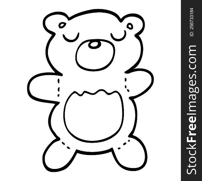 black and white cartoon teddy bear