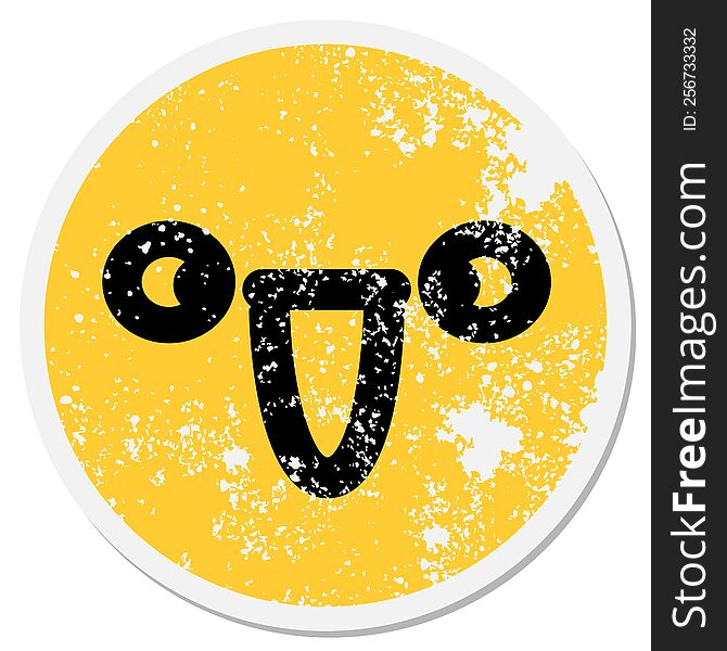 Cute Happy Cross Eyed Face Circular Sticker