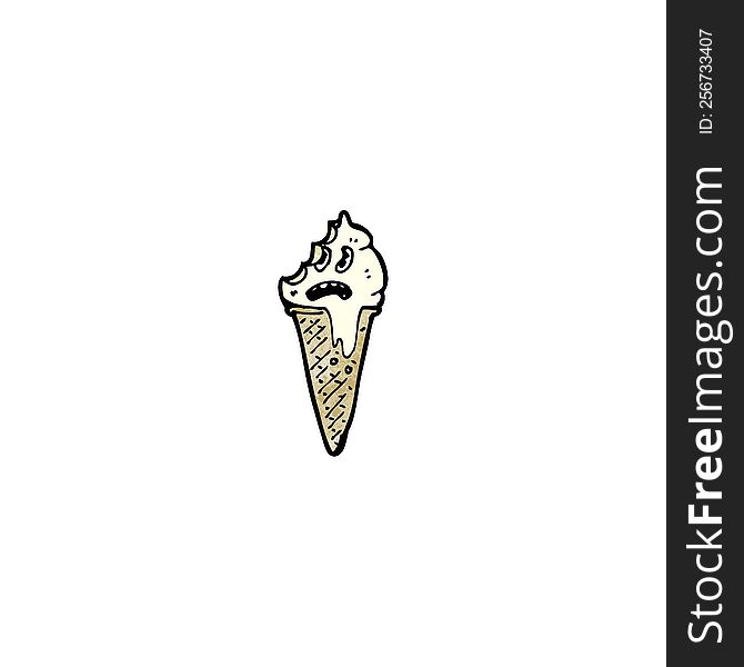 cartoon frightened ice cream cone