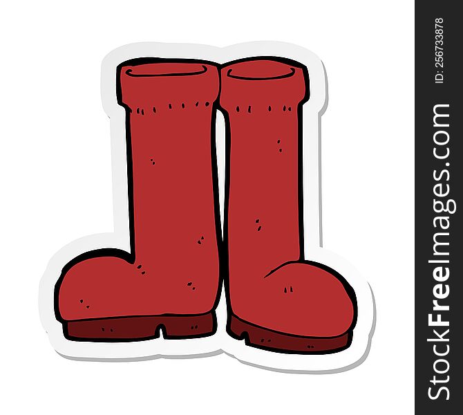 Sticker Of A Cartoon Rubber Boots