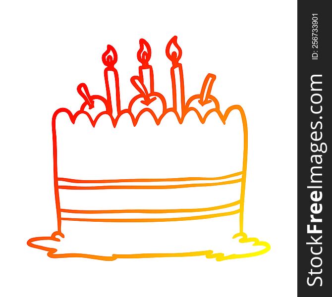 warm gradient line drawing of a birthday cake