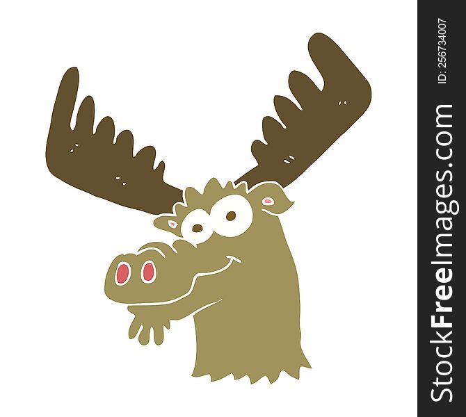 Flat Color Illustration Of A Cartoon Moose