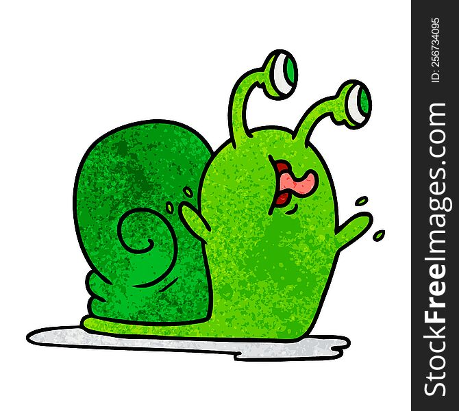 Textured Cartoon Of A Slimy Snail
