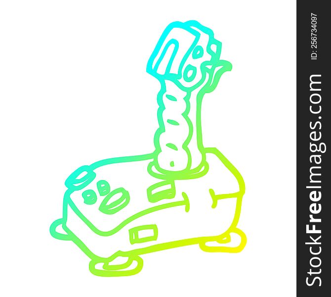 cold gradient line drawing of a cartoon joystick