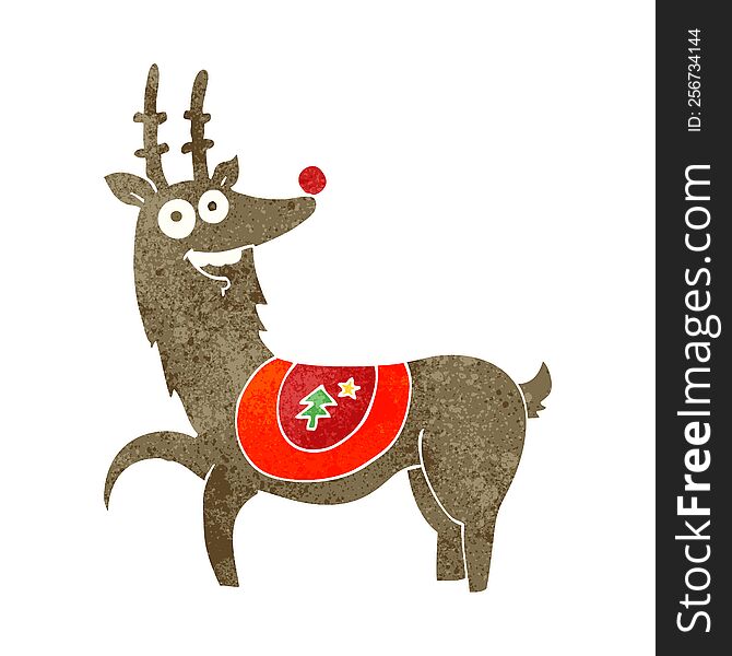freehand retro cartoon christmas reindeer