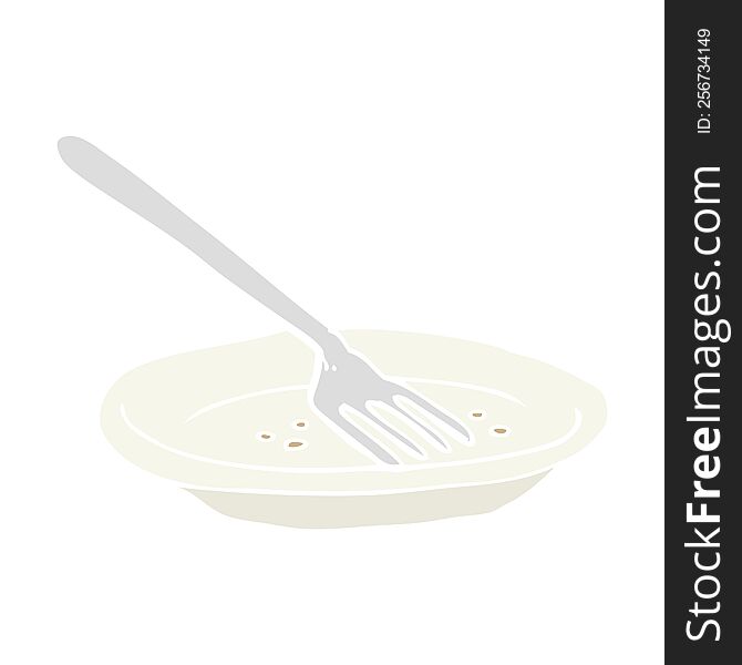 flat color illustration of a cartoon empty plate