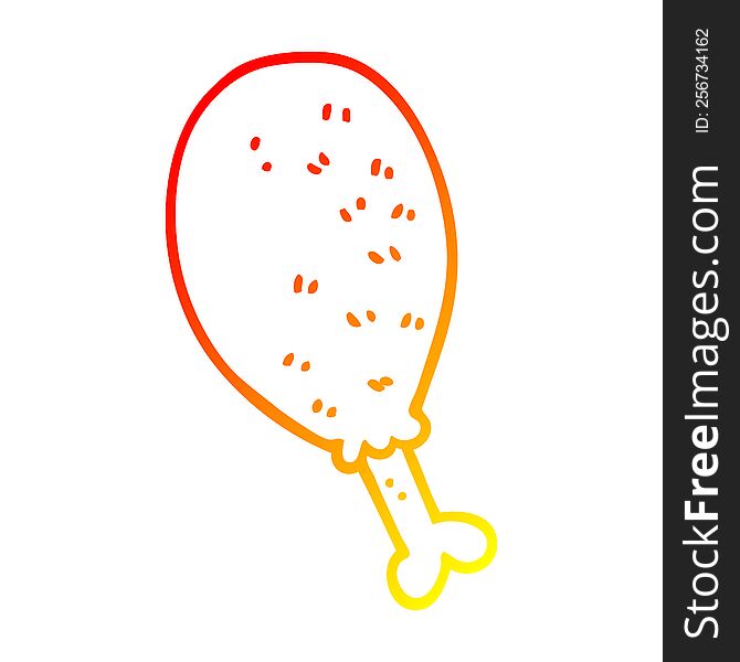 warm gradient line drawing of a cartoon cooked chicken leg