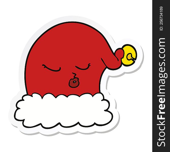 Sticker Of A Cartoon Christmas Santa Hat