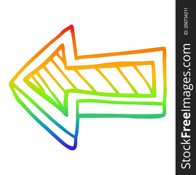 rainbow gradient line drawing of a cartoon directing arrow