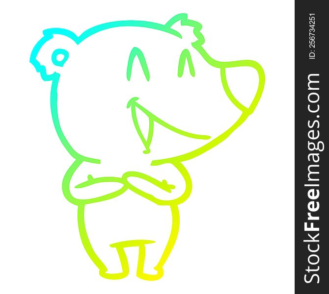 Cold Gradient Line Drawing Laughing Bear Cartoon