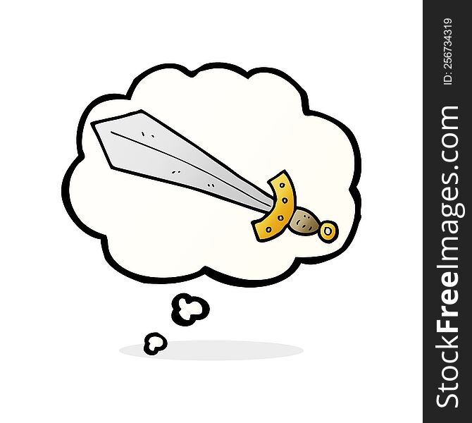 Cartoon Sword With Thought Bubble