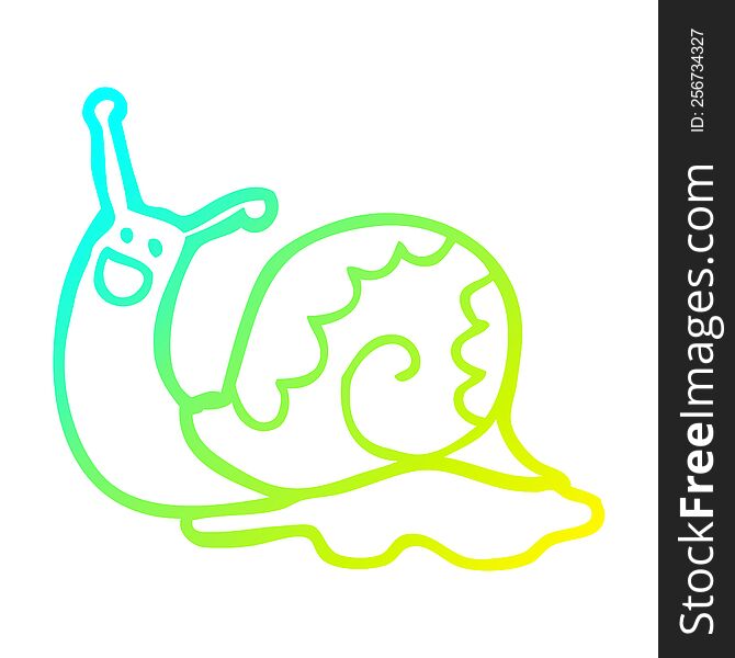 cold gradient line drawing of a cute cartoon snail