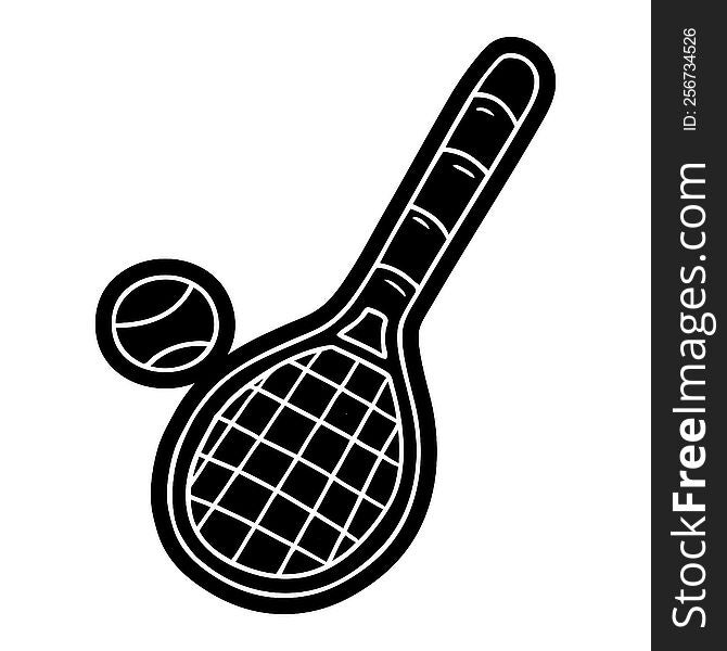 cartoon icon tennis racket and ball. cartoon icon tennis racket and ball