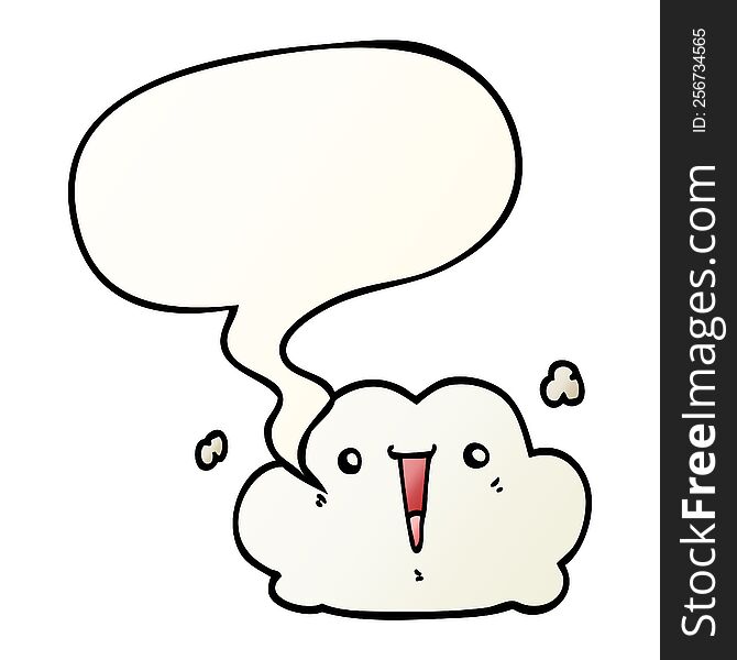 Cute Cartoon Cloud And Speech Bubble In Smooth Gradient Style