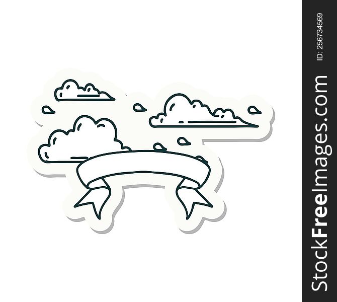 Sticker Of Tattoo Style Floating Clouds
