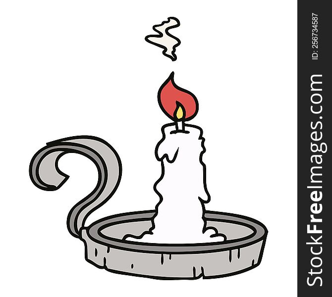 Cartoon Doodle Of A Candle Holder And Lit Candle