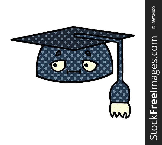 Comic Book Style Cartoon Graduation Hat