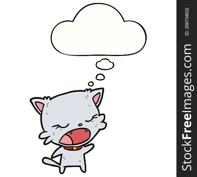 Cartoon Cat Talking And Thought Bubble
