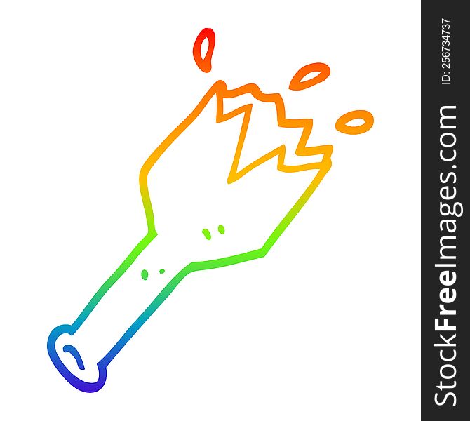 Rainbow Gradient Line Drawing Cartoon  Smashed Glass Bottle