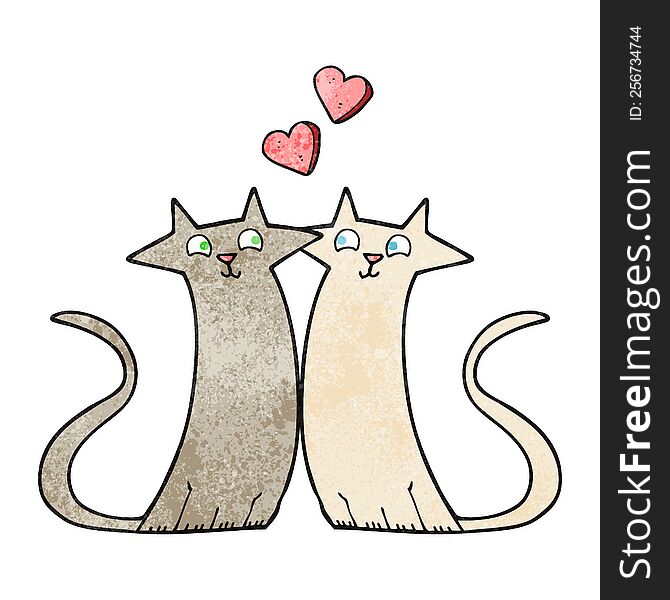 textured cartoon cats in love