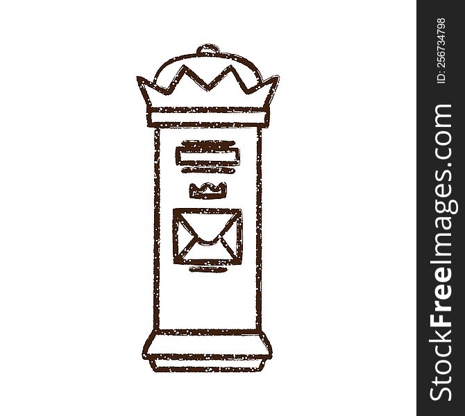British Postbox Charcoal Drawing