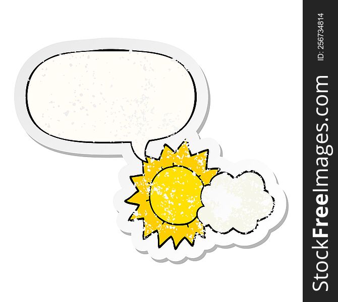 Cartoon Weather And Speech Bubble Distressed Sticker
