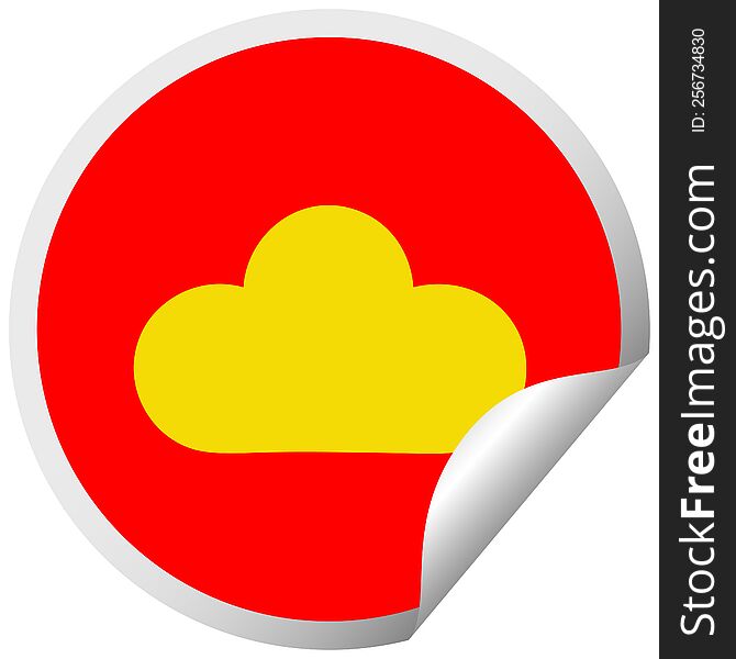 circular peeling sticker cartoon of a white cloud
