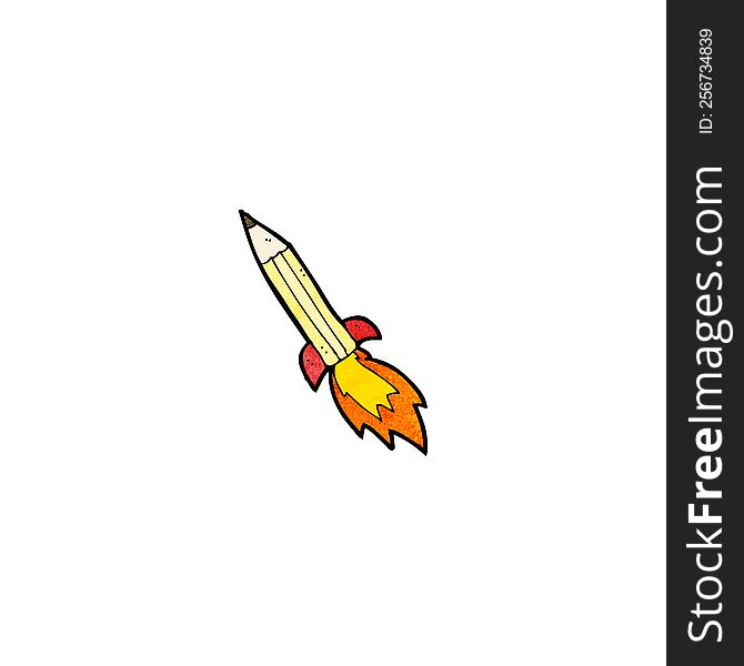 cartoon rocket pencil