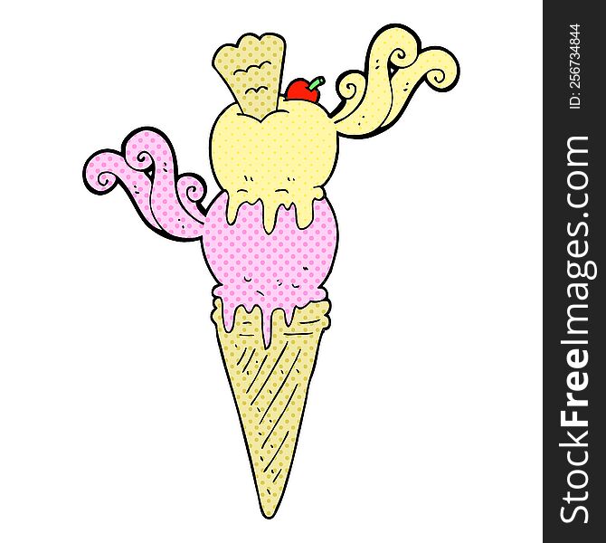 freehand drawn cartoon ice cream cone