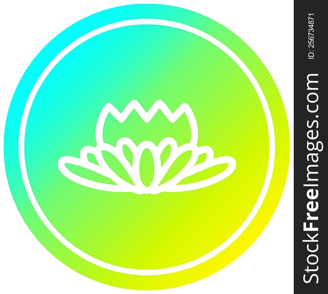 lotus flower circular icon with cool gradient finish. lotus flower circular icon with cool gradient finish