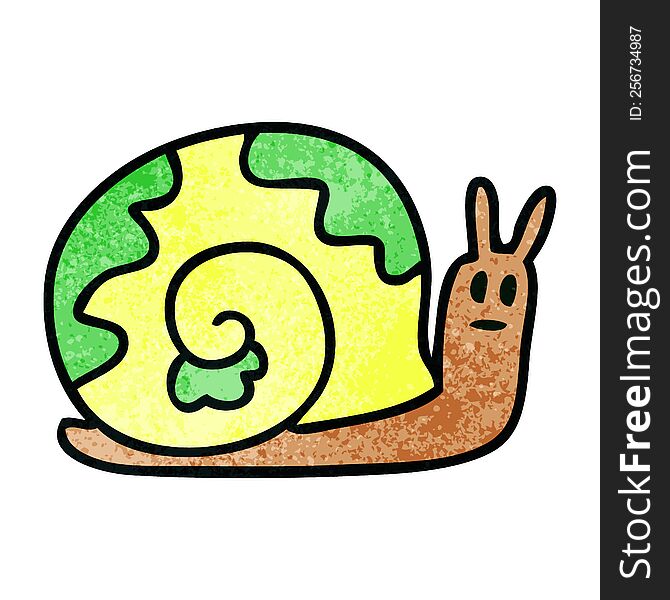 hand drawn quirky cartoon snail. hand drawn quirky cartoon snail
