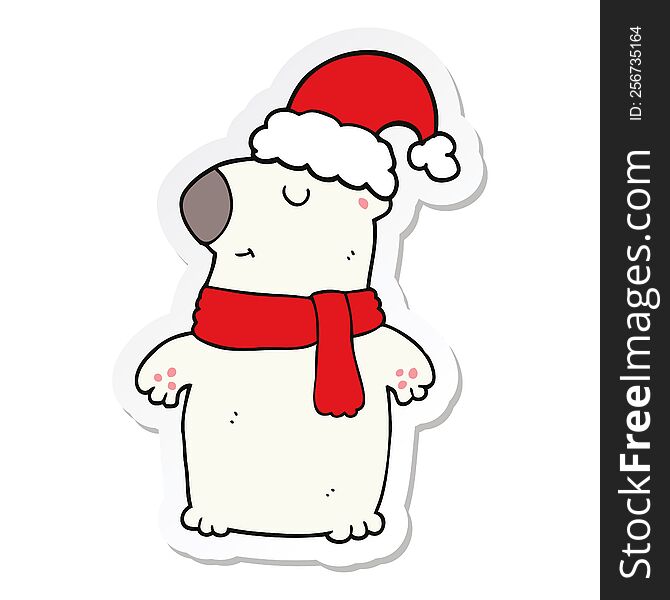Sticker Of A Cute Cartoon Christmas Bear