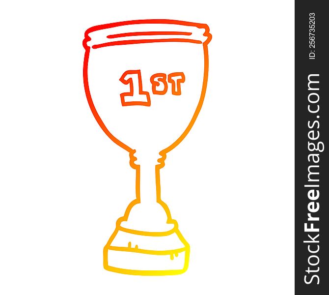 warm gradient line drawing of a cartoon sports trophy