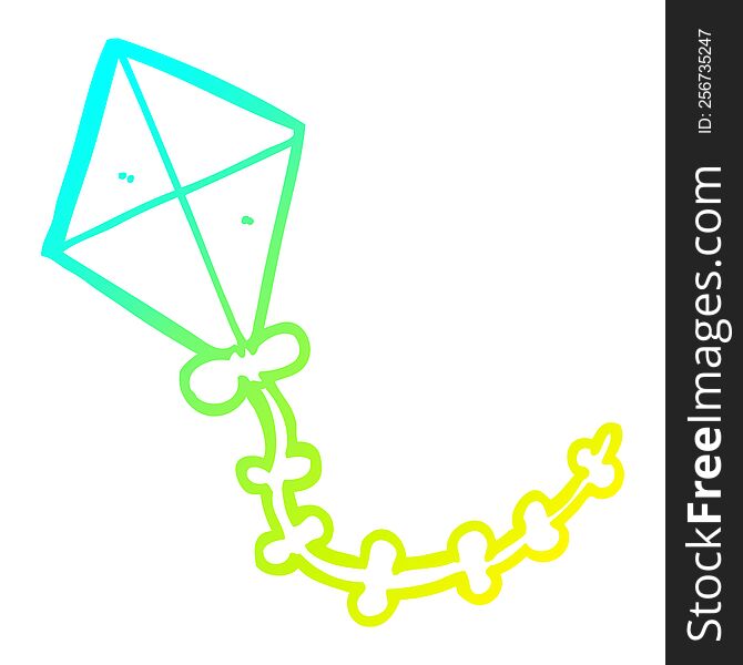 cold gradient line drawing of a cartoon kite