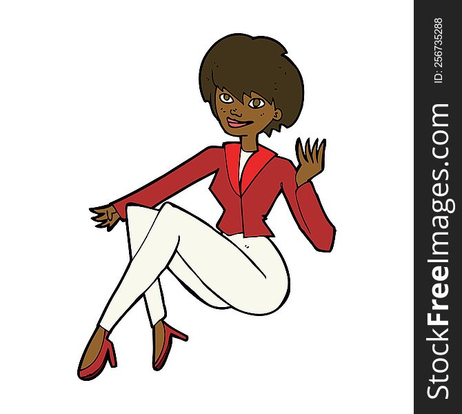 Cartoon Businesswoman Sitting