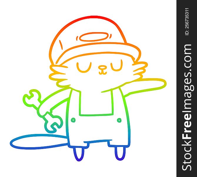 Rainbow Gradient Line Drawing Cartoon Cat Builder