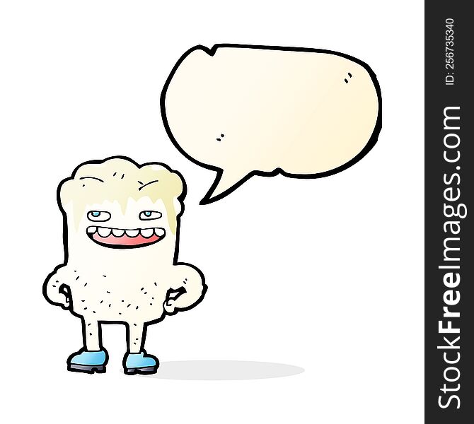 cartoon bad tooth with speech bubble
