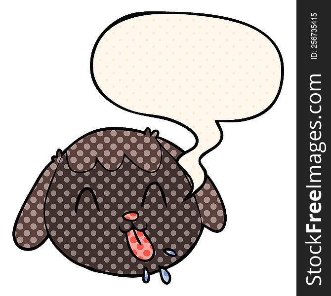 cartoon dog face with speech bubble in comic book style