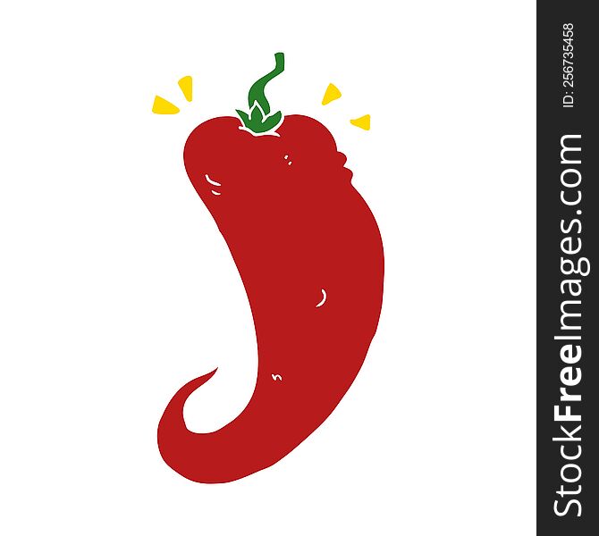 flat color style cartoon chili pepper